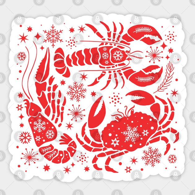 Marine Life Christmas Pattern Sticker by SuperrSunday